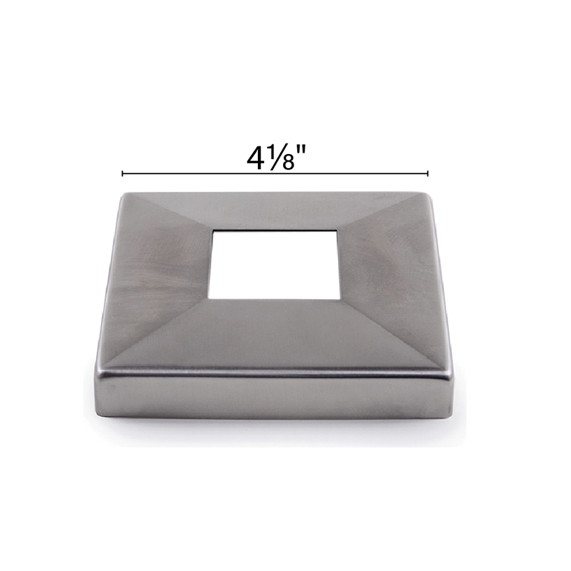 Flange Canopy for 1-9/16" sq. Tubing, 4-1/8" sq. Base, 316 Satin Stainless Steel