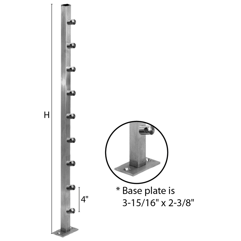 Stainless Steel Square Newel Posts for 1-9/16" x 1-9/16" x 5/64" Tubing