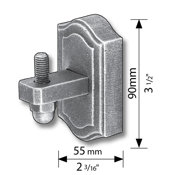 Steel Side Mount Bracket w/Cast Iron Cap from Grande Forge