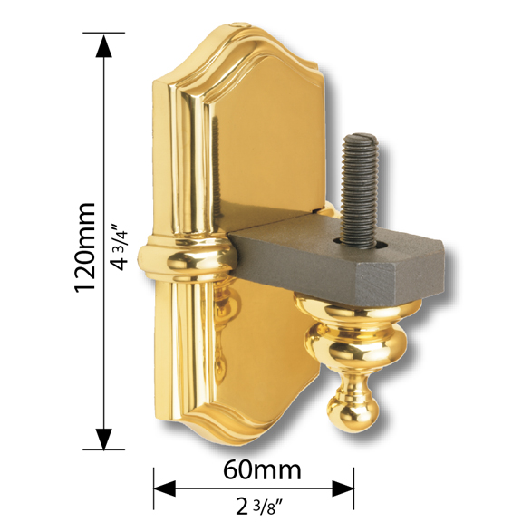 Steel Side Mount Bracket with Brass Backplate, 4-3/4" Tall