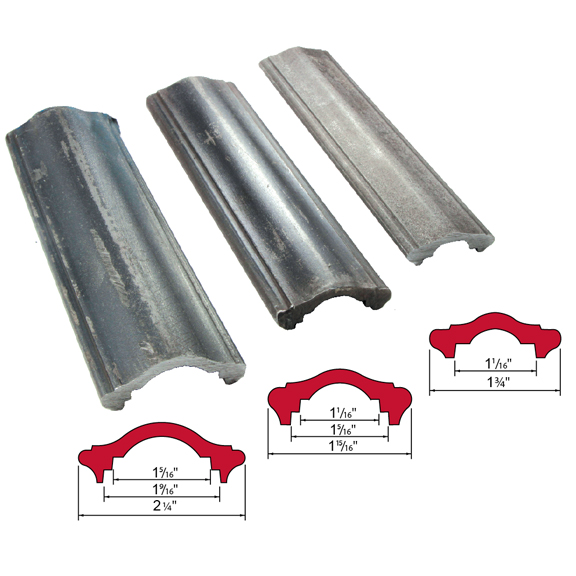 Hot Rolled Steel Handrail Moldings in 1-3/4", 1-15/16" and 2-1/4" wide