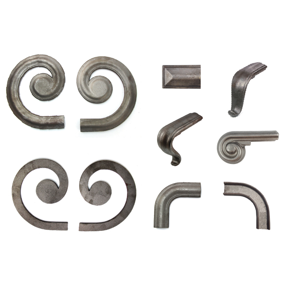 1-15/16" wide Steel Lateral Scrolls and Fittings for H1252 Handrail Molding