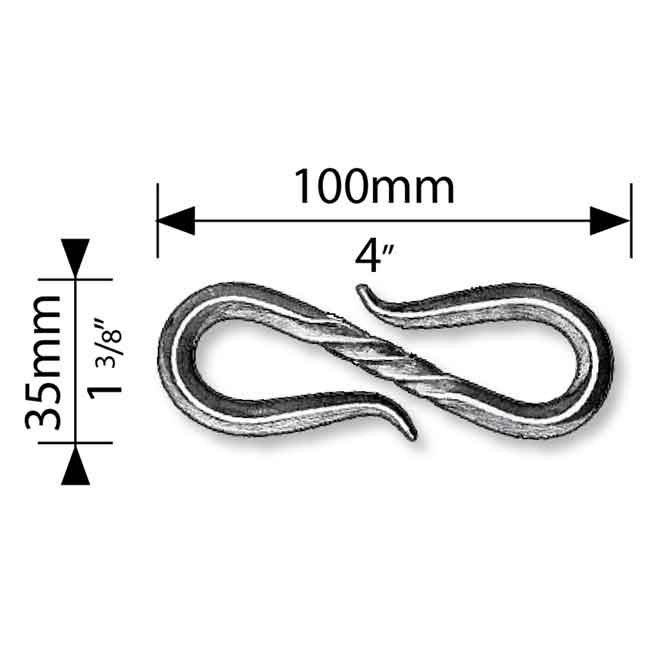 4" Long Steel Link of Chain, 1-3/8" Wide