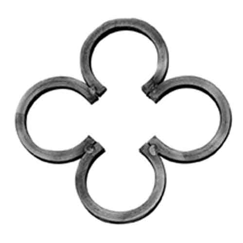 1/2" sq. Steel Quatrefoil Scroll Panel, Plain Design, 9-13/32" dia.
