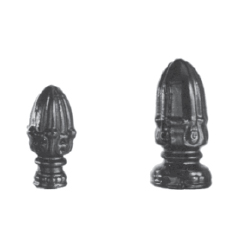 Steel Acorn Shaped Railheads with 1-1/4" dia. and 2" dia. Bases, Weldable