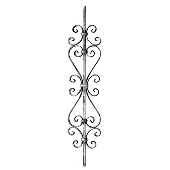 1/2" sq. Forged Steel Panel with Various Scrolls, 35-7/16" Tall