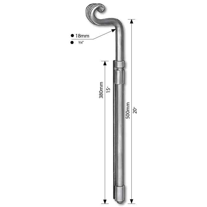 20" Drop Bolt, Steel, for Metal Gates
