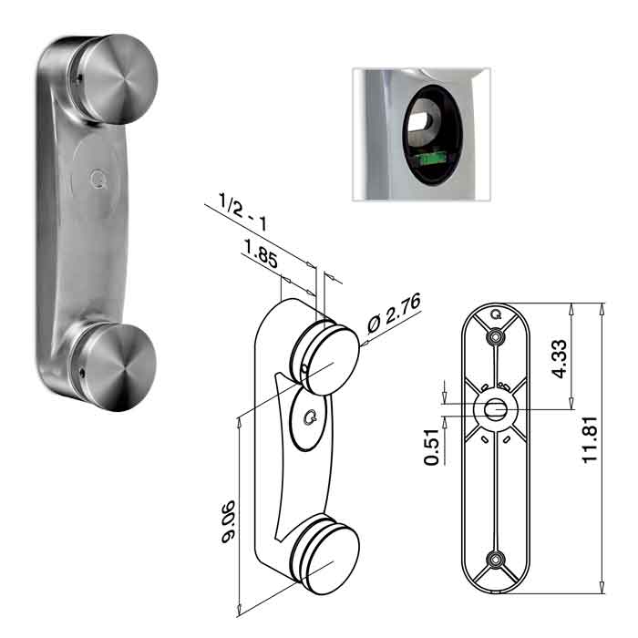2-3/4" dia. Glass Adapter, 11-13/16" Tall, 304 Satin Stainless Steel, Sold 1/Box (13.0760.000.12)