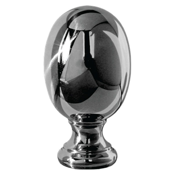 Oval Shaped Post Top, Brass, 1-3/8" dia. base w/Chrome Black Finish, from Grande Forge
