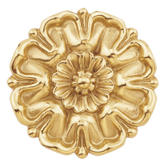 Brass Flower Rosette, Polished, 2-13/16" Diameter
