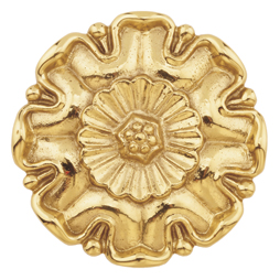 Brass Flower Rosette, Polished, 3-3/8" Diameter