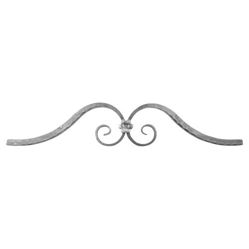 1" sq. Forged Steel Top Scroll Panel w/Hammered Edges, 35-5/16" Wide