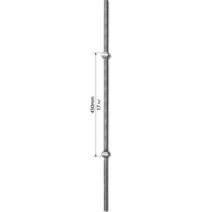 1/2" sq. Steel Baluster w/Double Collars, 39-3/8" Tall, Tradition Series