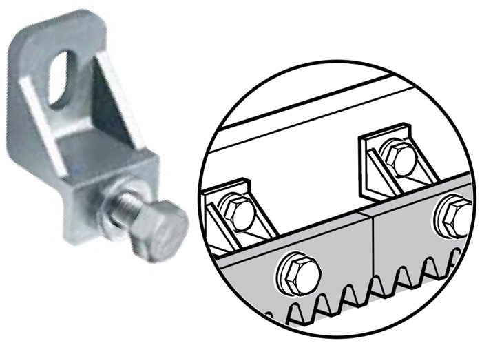 Gear Rack Connector, Bolt On, Galvanized
