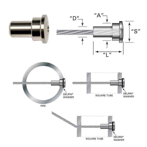 Invisiware Radius Ferrule for 3/16" Cable, swaged option