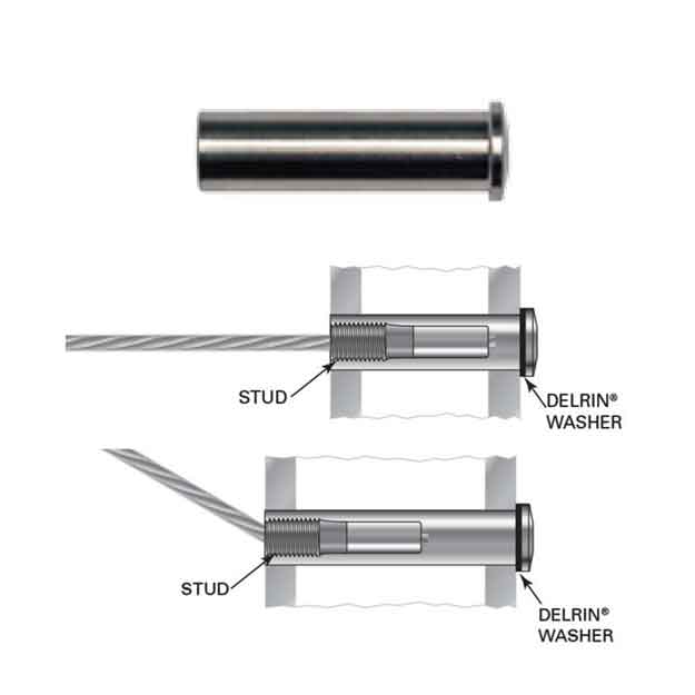 Invisiware® Receiver to use with Invisiware® Stud for both 1/8" and 3/16" Cable