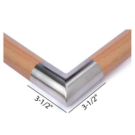 DISCONTINUED - Woodinox 90 degree Angle Handrail Connector, 304 Satin Stainless Steel