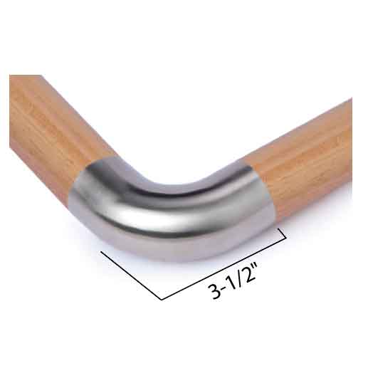 Woodinox 90 degree Curved Handrail Connector, 304 Satin Stainless Steel