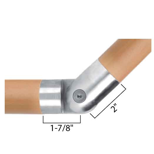 Woodinox Pivotable Handrail Connector, 304 Satin Stainless Steel