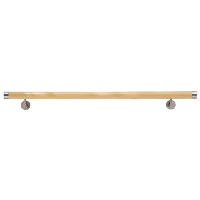 Woodinox Pre-assembled Beech Wood Handrail, 78-3/4" Long, 304 Satin Stainless Steel Fittings